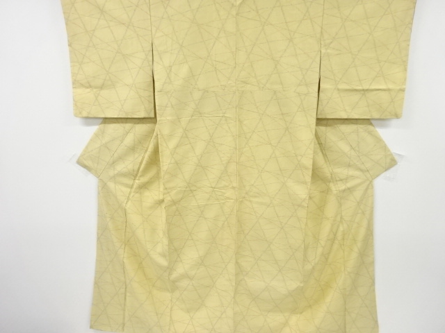 JAPANESE KIMONO / ANTIQUE KIMONO / SILK / HAND WOVEN TSUMUGI / GEOMETRIC PATTERN